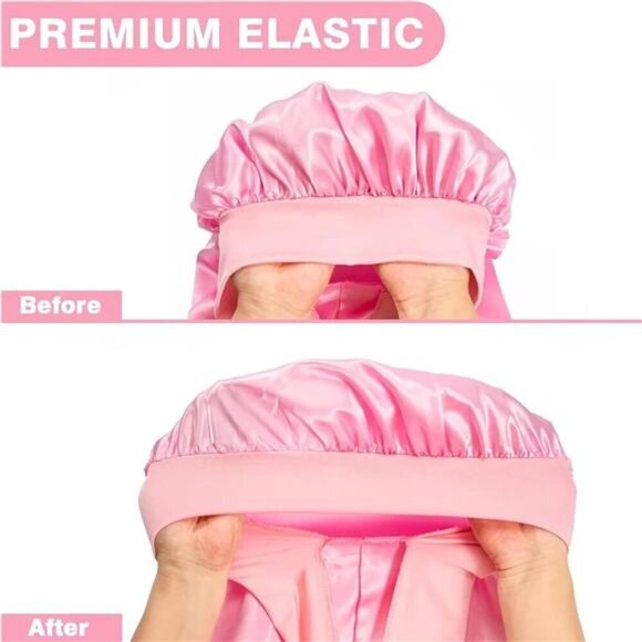 2-Pack Silk Sleep Bonnets Extra Long & Large Size Braids, Long Hair, and Natural - Picture 6 of 6